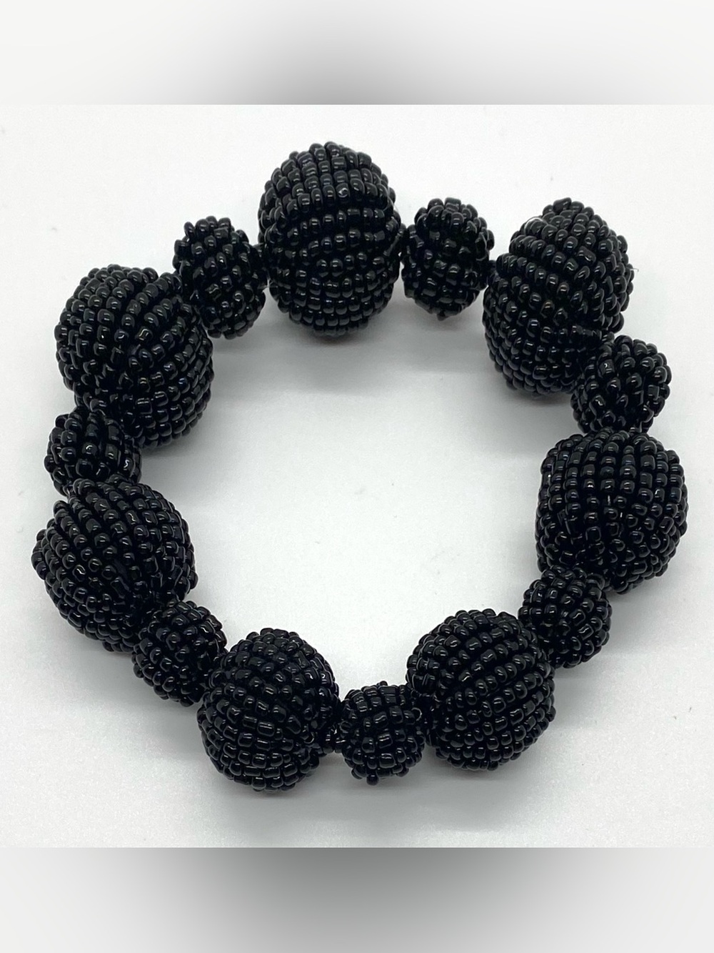 Vintage Black Beaded Bracelet Boho Y2K Whimsigoth Eclectic 90s Minimalistm - Picture 2 of 5
